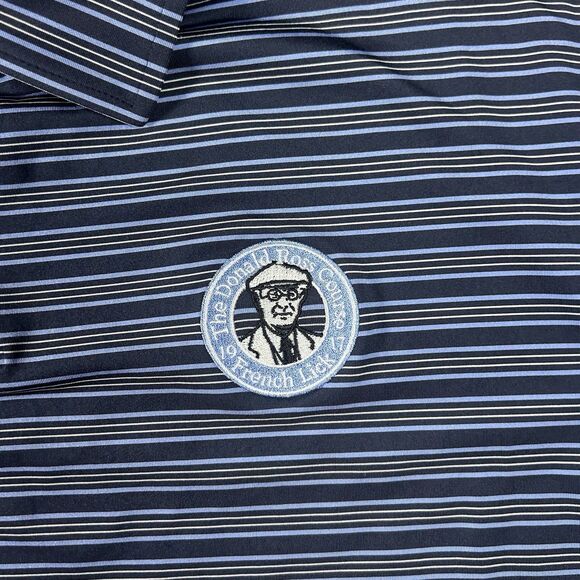 Footjoy Golf Polo Shirt Men’s Large Blue Striped Donald Ross Course Embroidered - Picture 9 of 11